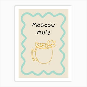 Moscow Mule Doodle Poster Teal & Orange Art Print