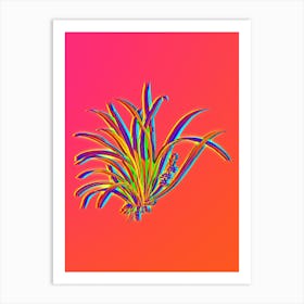Neon Sansevieria Carnea Botanical in Hot Pink and Electric Blue n.0418 Art Print
