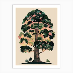 Sequoia Tree Colourful Illustration 4 Art Print