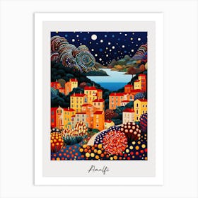 Poster Of Amalfi, Italy, Illustration In The Style Of Pop Art 1 Art Print