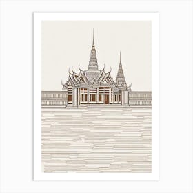 Grand Palace Bangkok Boho Landmark Illustration Art Print