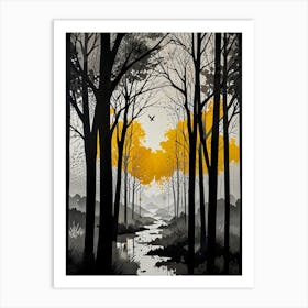 Yellow Bird In The Forest Poster