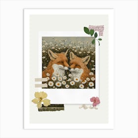 Scrapbook Foxes Fairycore Painting 2 Art Print