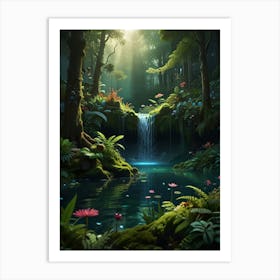 Waterfall In The Forest 9 Art Print