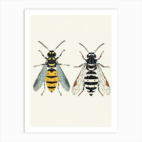 Colourful Insect Illustration Yellowjacket 9 Art Print