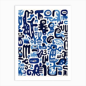 Blue And White Abstract Painting 1 Art Print