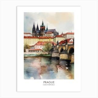Prague Watercolour Travel Poster 2 Art Print