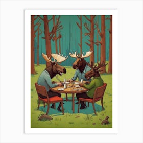 Moose At The Table Art Print