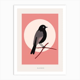 Minimalist Blackbird 4 Bird Poster Art Print