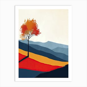 Tree In The Mountains, Boho Art Print