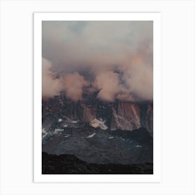 Pink Foggy Mountains Art Print