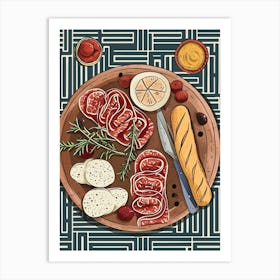 Charcuterie Board On A Tiled Background 1 Art Print