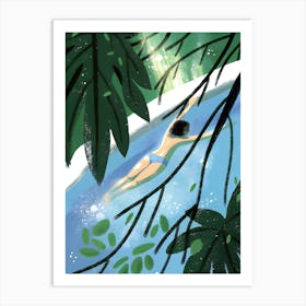 Woman Girl Swimming In The Pool Art Print