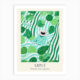 Marche Aux Legumes Mint Summer Illustration 7 Art Print