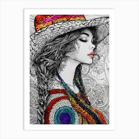 Woman In A Hat 15 Art Print