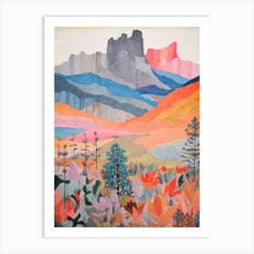 Cradle Mountain Australia 1 Colourful Mountain Illustration Art Print