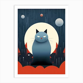 Cat In Space, minimalism Art Print