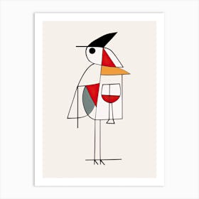 Bird And Cocktail Line Art 4 Art Print
