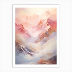 Pink Abstract Mountain Landscape #2 Art Print