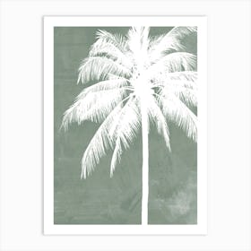 Palm Tree in Sage Green, Tropical Botanical, Beachy Art Print