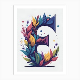 Colorful Letter E Illustration 55 Art Print