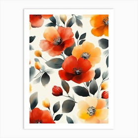 Seamless Floral Pattern 1 Art Print