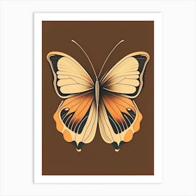 Butterfly Outline Retro Illustration 4 Art Print