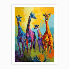 Geometric Giraffe Family 4 Art Print
