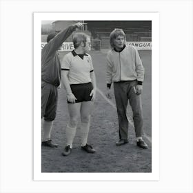 British Singers Elton John And Rod Stewart Training At Watford Football Clubs Vicarage Road Ground In Watford Art Print