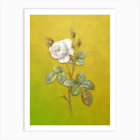 Vintage White Misty Rose Botanical Art on Empire Yellow n.1011 Art Print