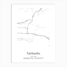 Fairbanks,United States Minimalist Map Art Print