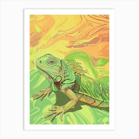 Green Iguana Modern Illustration 1 Art Print