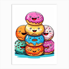 Cute Donuts Singing 2 Art Print