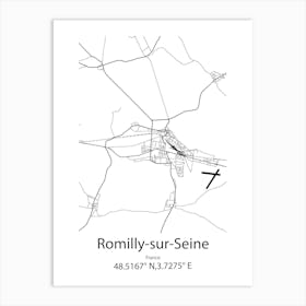 Romilly Sur Seine,France Minimalist Map Art Print