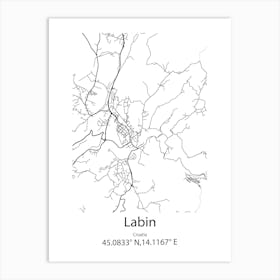 Labin,Croatia Minimalist Map Art Print