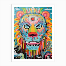 Lion Art Painting Outsider Style 4 Art Print