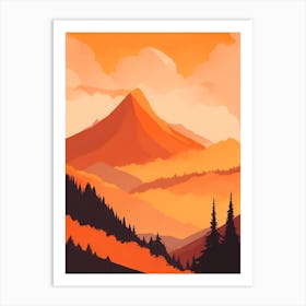 Misty Mountains Vertical Composition In Orange Tone 55 Art Print