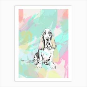 Basset Hound Dog Pastel Line Painting 3 Art Print