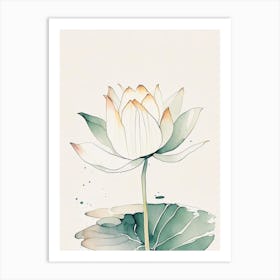 Early Lotus Minimal Watercolour 2 Art Print