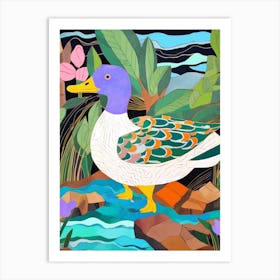 Maximalist Animal Painting Duck 1 Art Print