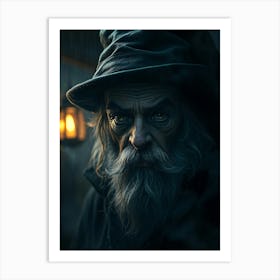 Dark Old Wizard Portrait Art Print