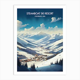 Poster Of Steamboat Ski Resort   Colorado, Usa, Ski Resort Illustration 0 Art Print