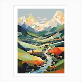 Mountains And Valley   Geometric Vector Illustration 0 Art Print