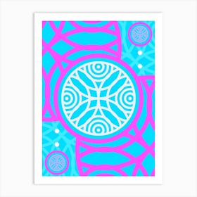 Geometric Glyph in White and Bubblegum Pink and Candy Blue n.0028 Art Print