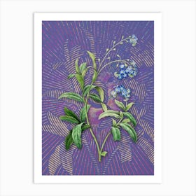 Vintage Water Forget Me Not Botanical Illustration on Veri Peri n.0080 Art Print