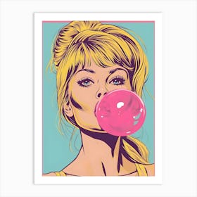 Pop Girl Blowing Bubble Gum 1 Art Print