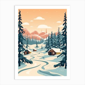 Vintage Winter Travel Illustration Lapland Finland 1 Art Print
