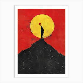 Man On Top Of The Mountain Art Print