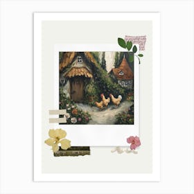 Scrapbook Cottage Chickens Fairycore Painting 3 Art Print