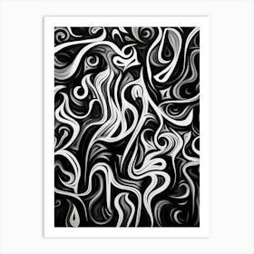 Joy Abstract Black And White 3 Art Print